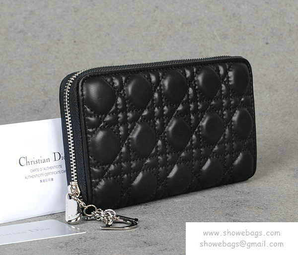 dior wallet escapade lambskin leather 0082 black - Click Image to Close